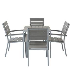 Ensemble de jardin Kudo XI (5 éléments) Polywood / Aluminium - Gris