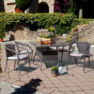 Essgruppe Paradise Lounge II (5-teilig) Polyrattan Grau