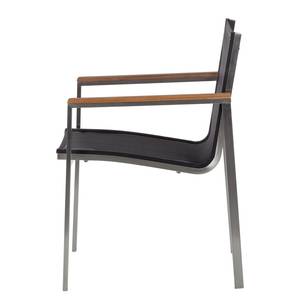 Chaise de jardin Teakline Exklusiv Lot de 2 - Acier inoxydable / Textilène - Noir