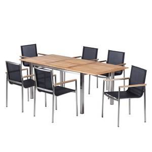 Table et chaises de jardin TEAKLINE 7D+ Teck massif / Textile - Noir