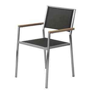 Table et chaises de jardin TEAKLINE 5C Teck massif / Textile - Noir
