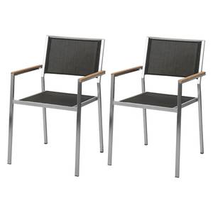 Essgruppe TEAKLINE 9-teilig Kombi C Plus Teak massiv / Textilene - Schwarz