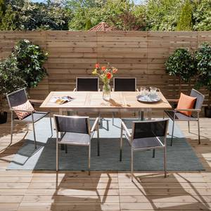 Table et chaises de jardin TEAKLINE 7C+ Teck massif / Textile - Noir