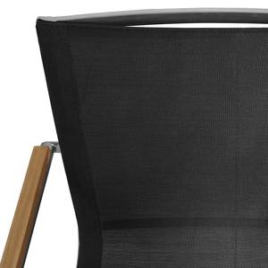 Table & chaises jardin TEAK DELUXE 5 Teck massif / Textile - Noir