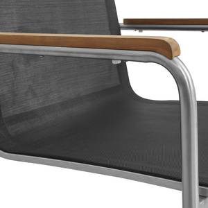 Essgruppe TEAK DELUXE 7-teilig Teak massiv / Textilene - Schwarz