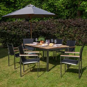Table et chaises de jardin TEAKLINE 7D Teck massif / Textile - Noir
