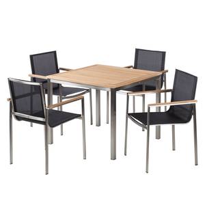 Table et chaises de jardin TEAKLINE 5D Teck massif / Textile - Noir