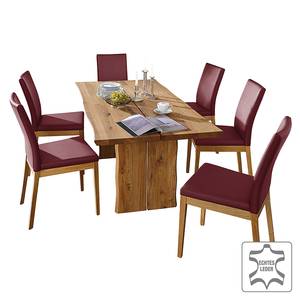Ensemble table et chaises Vallenar IV Chêne sauvage massif - Rouge