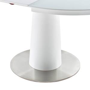 Table Abakan (avec rallonge) Verre / Acier inoxydable - Blanc mat / Acier inoxydable