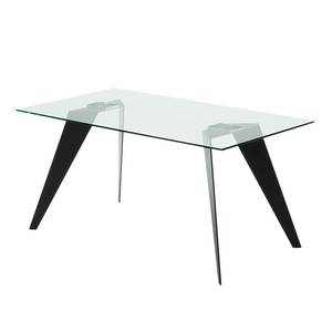 Eettafel Anath glas/zwart roestvrij staal - 160x90cm