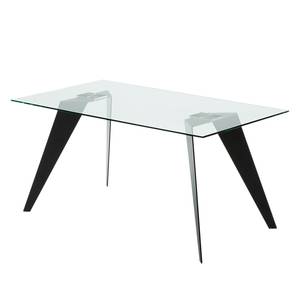 Table Anath Verre / acier inoxydable Noir - 180 x 90 cm