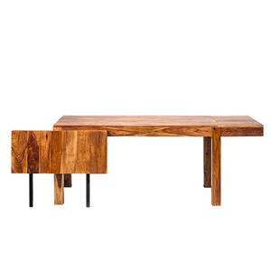 Table extensible Andaman Sheesham massif - Miel foncé - 2 rallonges - 160 x 90 cm