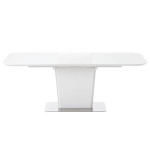 Table Apanas Verre / Acier inoxydable - Blanc mat / Acier inoxydable - Blanc mat - 140 x 85 cm