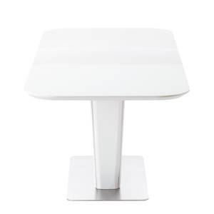 Table Apanas Verre / Acier inoxydable - Blanc mat / Acier inoxydable - Blanc mat - 180 x 95 cm