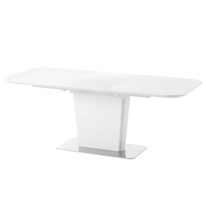 Table Apanas Verre / Acier inoxydable - Blanc mat / Acier inoxydable - Blanc mat - 160 x 90 cm
