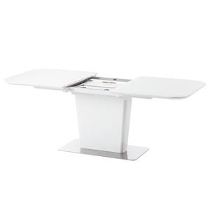 Table Apanas Verre / Acier inoxydable - Blanc mat / Acier inoxydable - Blanc mat - 140 x 85 cm