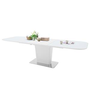 Table Apanas Verre / Acier inoxydable - Blanc mat / Acier inoxydable - Blanc mat - 180 x 95 cm