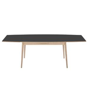 Table extensible Arvid Chêne partiellement massif - Anthracite - Largeur : 122 cm - Chêne clair