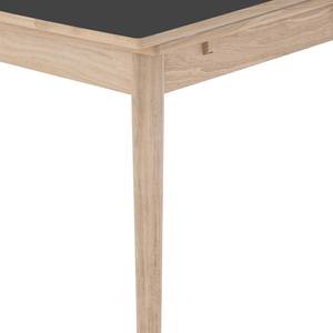 Eettafel Arvid deels massief eikenhout - Antraciet - Breedte: 122 cm - Lichte eikenhouten