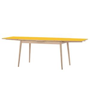 Eettafel Arvid deels massief eikenhout - Geel - Breedte: 122 cm - Lichte eikenhouten