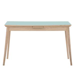 Eettafel Arvid deels massief eikenhout - Mintgrijs - Breedte: 122 cm - Lichte eikenhouten