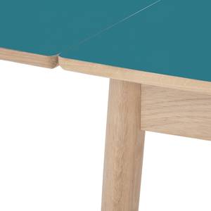 Table extensible Arvid Chêne partiellement massif - Bleu pétrole - Largeur : 122 cm - Chêne clair