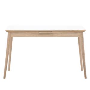 Table extensible Arvid Chêne partiellement massif - Blanc - Largeur : 122 cm - Chêne clair