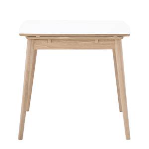 Table extensible Arvid Chêne partiellement massif - Blanc - Largeur : 122 cm - Chêne clair