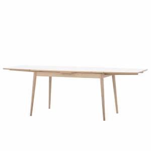 Eettafel Arvid deels massief eikenhout - Wit - Breedte: 122 cm - Lichte eikenhouten