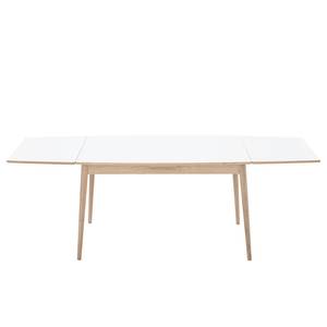 Table extensible Arvid Chêne partiellement massif - Blanc - Largeur : 122 cm - Chêne clair