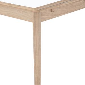Table extensible Arvid Chêne partiellement massif - Blanc - Largeur : 122 cm - Chêne clair