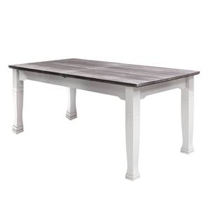 Table extensible Basilico Epicéa partiellement massif - Blanc / Marron- gris - 140 x 80 cm