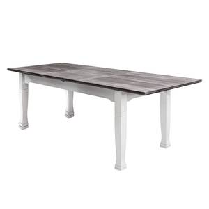 Table extensible Basilico Epicéa partiellement massif - Blanc / Marron- gris - 140 x 80 cm