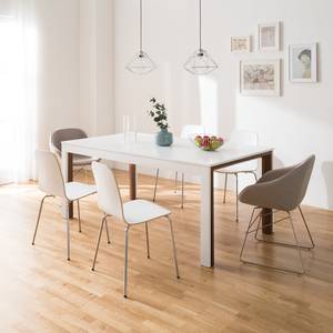 Table Ellendale (avec rallonge) Partiellement en frêne massif / Fer - Blanc / Noyer
