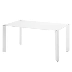 Table Gavoi Verre / Acier - Verre blanc / Blanc - 160 x 90 cm