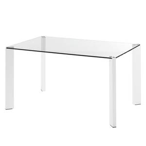 Eettafel Gavoi glas/staal - Wit - 140x90cm