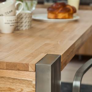 Table à rallonge Gustave Chêne massif / acier Longueur au choix 160 cm + 2 x 45