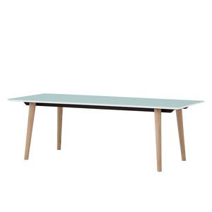 Table Helvig I Chêne partiellement massif - Bleu clair / Chêne - 170 x 95 cm