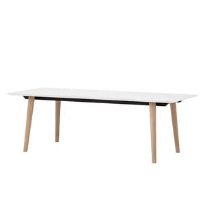 Table Helvig I Chêne partiellement massif - Blanc / Chêne - 220 x 95 cm