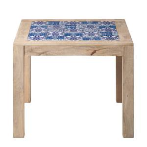 Table Ibiza Manguier massif / Céramique - Manguier / Bleu - 95 x 95 cm