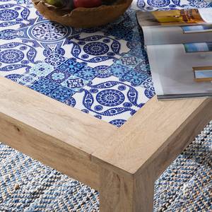 Table Ibiza Manguier massif / Céramique - Manguier / Bleu - 95 x 95 cm