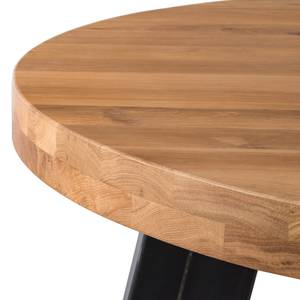 Table Kikwit Chêne massif / Métal - Chêne / Noir - Diamètre : 120 cm