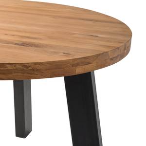 Table Kikwit Chêne massif / Métal - Chêne / Noir - Diamètre : 120 cm