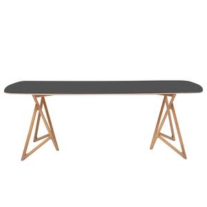 Table Koza Chêne massif / Linoléum - Anthracite / Chêne - 160 x 90 cm