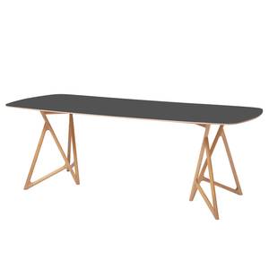 Table Koza Chêne massif / Linoléum - Anthracite / Chêne - 180 x 90 cm