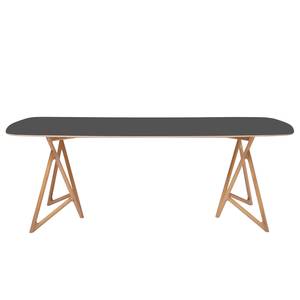 Table Koza Chêne massif / Linoléum - Anthracite / Chêne - 180 x 90 cm