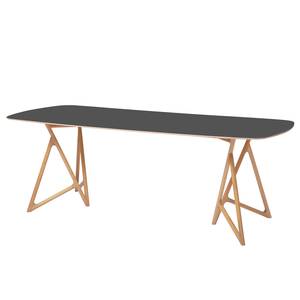 Table Koza Chêne massif / Linoléum - Anthracite / Chêne - 200 x 90 cm