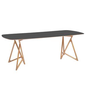 Table Koza Chêne massif / Linoléum - Anthracite / Chêne - 200 x 90 cm