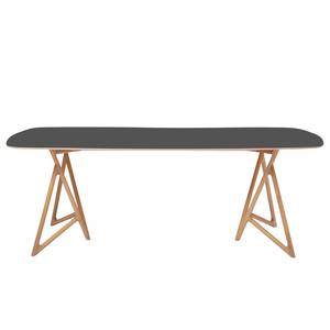 Table Koza Chêne massif / Linoléum - Anthracite / Chêne - 200 x 90 cm