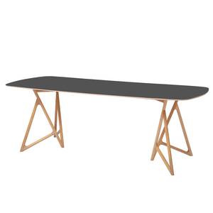 Table Koza Chêne massif / Linoléum - Anthracite / Chêne - 220 x 90 cm
